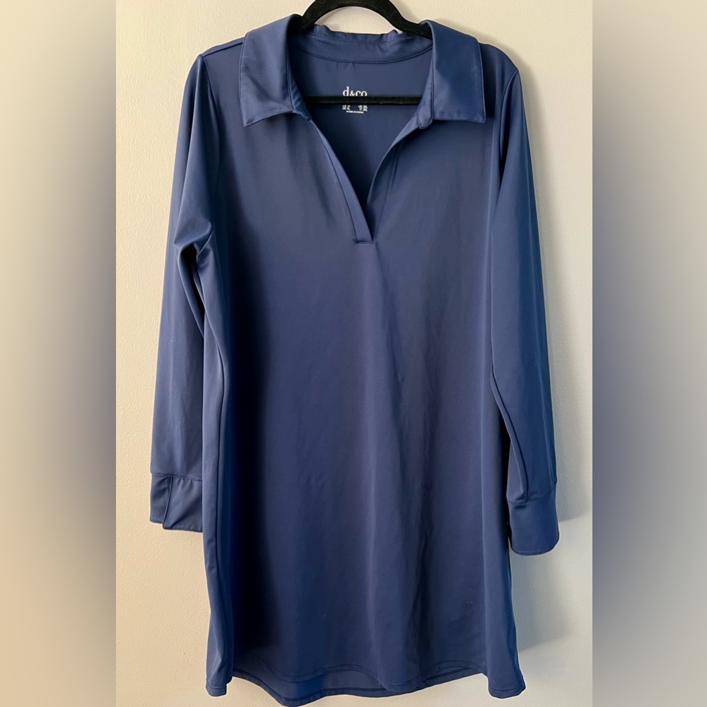 🆕 Denim & Co. Beach Stylish Navy Midi Dress